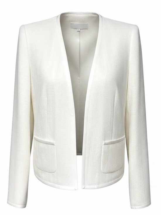 W by Worth Jackets & Blazers - W By Worth Ivory Blazer Size 10 Womens Linen Blend Open Front Jacket Chic